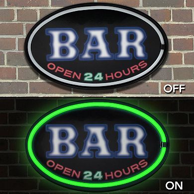 American Art Décor Bar Open 24 Hours LED Neon Wall Decor