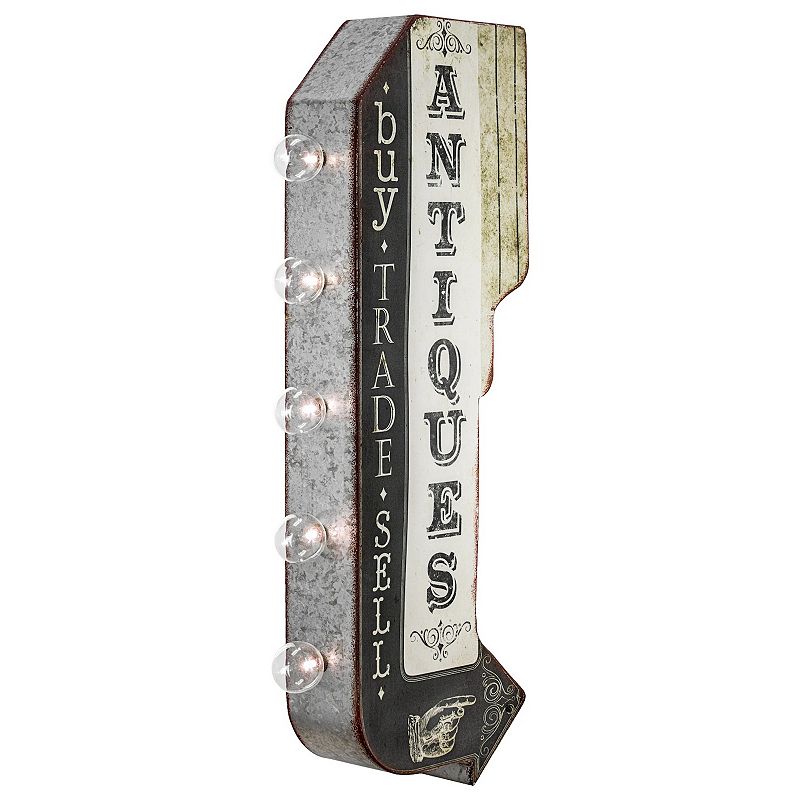 American Art Décor Vintage LED Marquee Antiques Wall Decor, White And Black