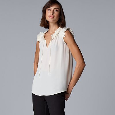 Women's Simply Vera Vera Wang Pleated Neck Top