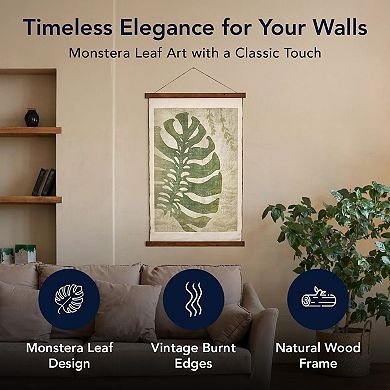 American Art Décor Leaf Wall Scroll Tapestry with Rope Wall Decor