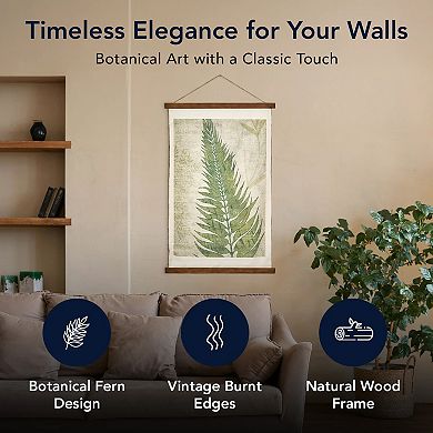 American Art Décor Fern Leaf Wall Scroll Tapestry with Rope Wall Decor