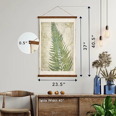 American Art Décor Fern Leaf Wall Scroll Tapestry with Rope Wall Decor