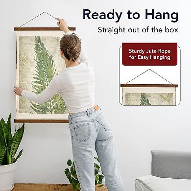 American Art Décor Fern Leaf Wall Scroll Tapestry with Rope Wall Decor