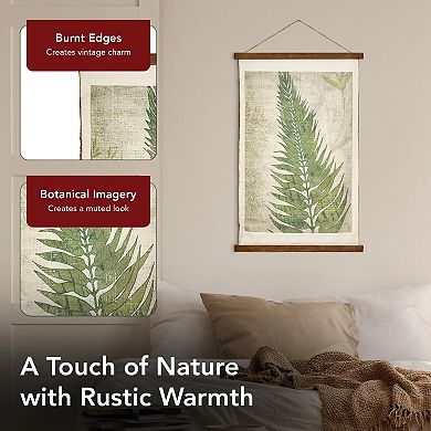 American Art Décor Fern Leaf Wall Scroll Tapestry with Rope Wall Decor