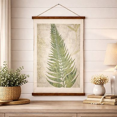 American Art Décor Fern Leaf Wall Scroll Tapestry with Rope Wall Decor