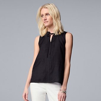 Women's Simply Vera Vera Wang Tie-Front Pintuck Sleeveless Shell Top