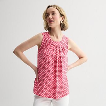 Petite Croft & Barrow® Pleated Tank Top