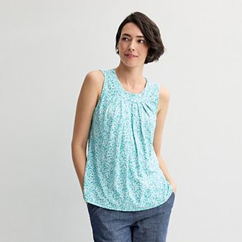 Petite Croft & Barrow® Pleated Tank Top