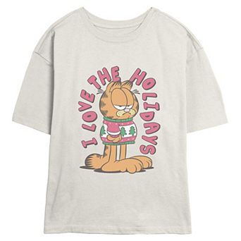 Juniors' Garfield I Love The Holidays Graphic Tee