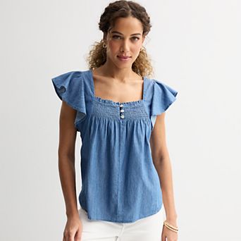 Women's Draper James Flutter Sleeve Smocked Top