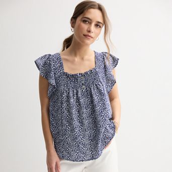 Women's Draper James Flutter Sleeve Smocked Top