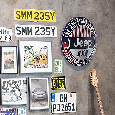 American Art Décor Dome Shaped Jeep 4x4 Metal Wall Art Sign Wall Decor