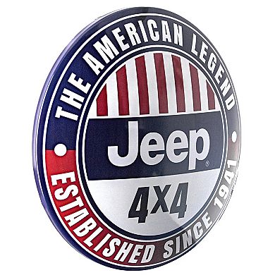 American Art Décor Dome Shaped Jeep 4x4 Metal Wall Art Sign Wall Decor