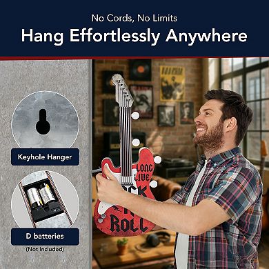 American Art Décor LED Double-Sided Rock n Roll Guitar Wall Decor