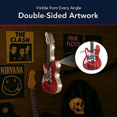 American Art Décor LED Double-Sided Rock n Roll Guitar Wall Decor