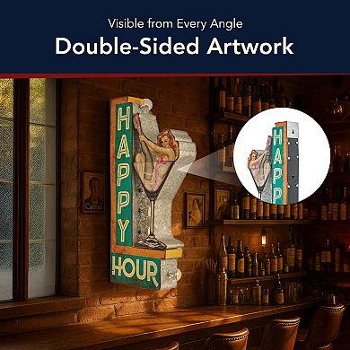 American Art Décor LED Marquee Happy Hour Sign Wall Decor