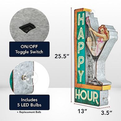 American Art Décor LED Marquee Happy Hour Sign Wall Decor