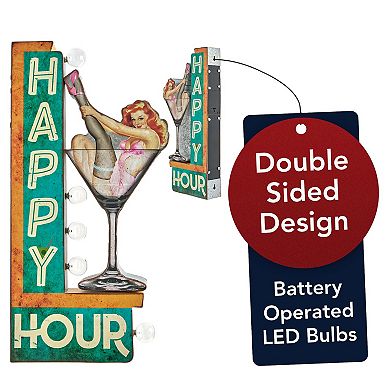 American Art Décor LED Marquee Happy Hour Sign Wall Decor