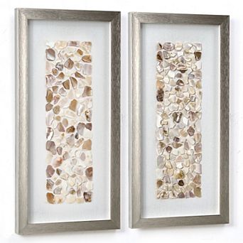 American Art Décor Shadowbox Framed Seaglass Wall Decor Set of 2