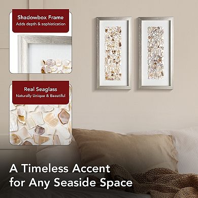 American Art Décor Shadowbox Framed Seaglass Wall Decor Set of 2