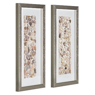 American Art Décor Shadowbox Framed Seaglass Wall Decor Set of 2