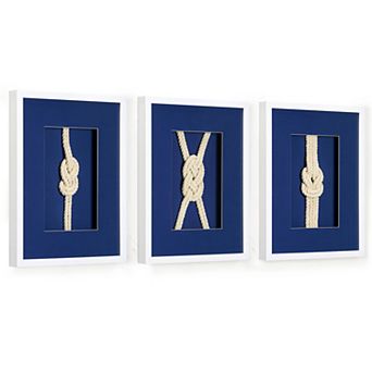American Art Décor Naut Shore Framed Wall Decor Knots Set of 3
