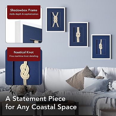 American Art Décor Naut Shore Framed Wall Decor Knots Set of 3