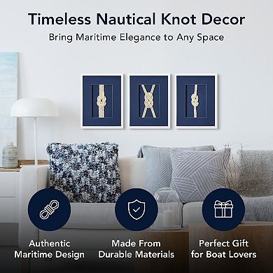 American Art Décor Naut Shore Framed Wall Decor Knots Set of 3
