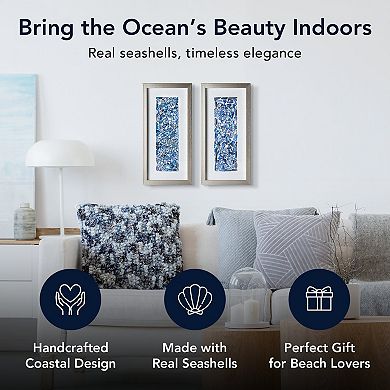 American Art Décor Coastal Seashell Framed Landscape Wall Art Set of 2