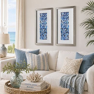 American Art Décor Coastal Seashell Framed Landscape Wall Art Set of 2