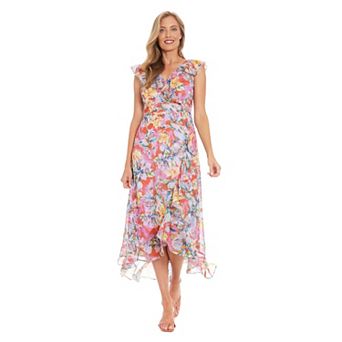 Women's London Times Ruffled Chiffon Maxi Dress