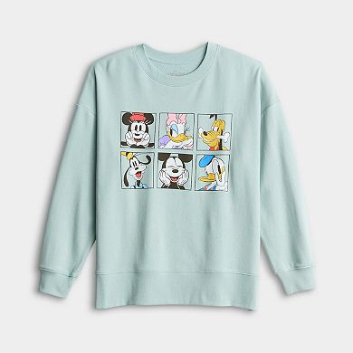 Women's Disney's Mickey Mouse & Friends Square Portraits Graphic French Terry Pullover