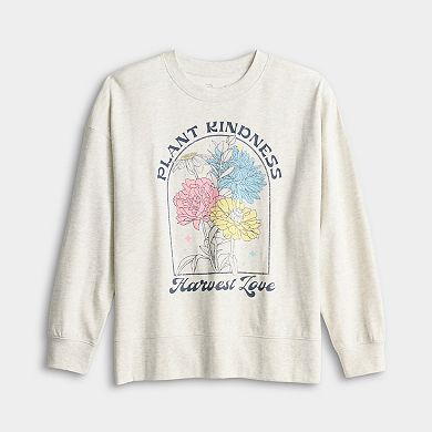 Women's Plant Kindness Harvest Love Graphic French Terry Pullover