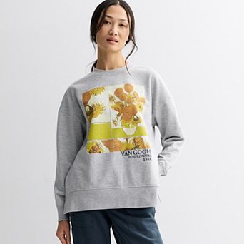 Women's Van Gogh Sunflowers Graphic French Terry Pullover