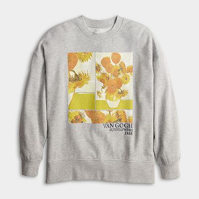 Women's Van Gogh Sunflowers Graphic French Terry Pullover