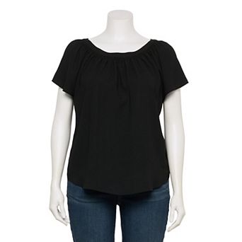 Plus Size LC Lauren Conrad Shirred Neck Top