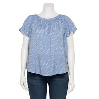 Plus Size LC Lauren Conrad Shirred Neck Top