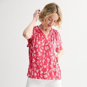 Women's Croft & Barrow® Smocked Raglan Top