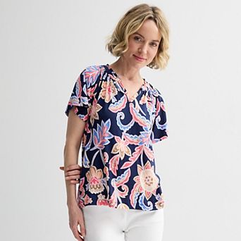 Women's Croft & Barrow® Smocked Raglan Top