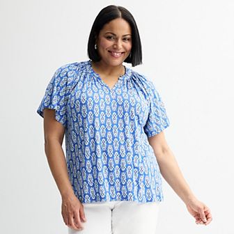 Plus Size Croft & Barrow® Smocked Raglan Top