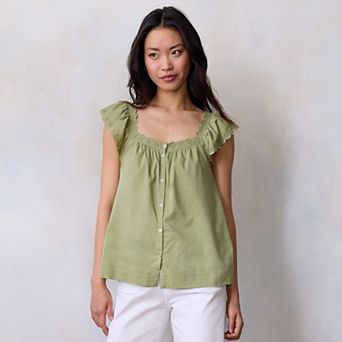 Women's LC Lauren Conrad Ruffle Front Pintuck Tank Top