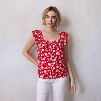 Women's LC Lauren Conrad Ruffle Front Pintuck Tank Top