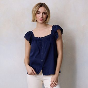 Women's LC Lauren Conrad Ruffle Front Pintuck Tank Top