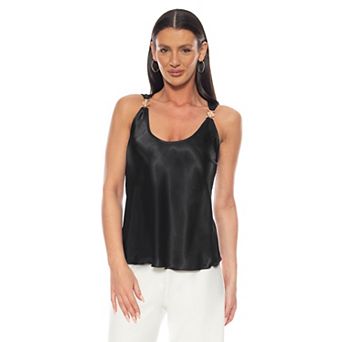 Women's Tash + Sophie Satin Tank Top with Coin Trim