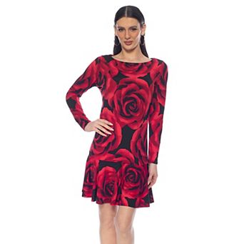 Women's Tash + Sophie Floral Print Long Sleeve Flounce Hem Dress
