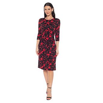 Women's Tash + Sophie Long Sleeve Print ITY Tie Front Dress