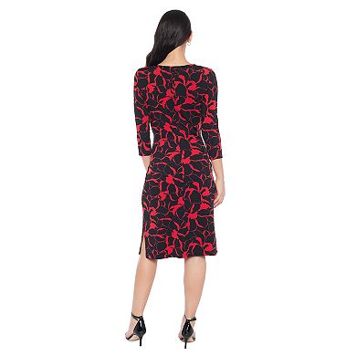 Women's Tash + Sophie Long Sleeve Print ITY Tie Front Dress