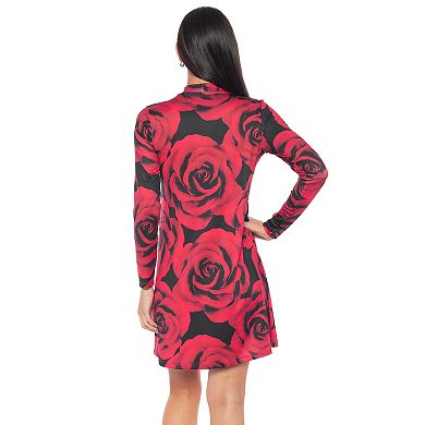 Women's Tash + Sophie Long Sleeve Floral Print ITY Dress
