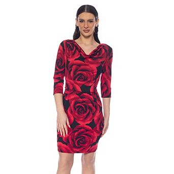 Women's Tash + Sophie 3/4 Sleeve Cowl Side Pleated Dress