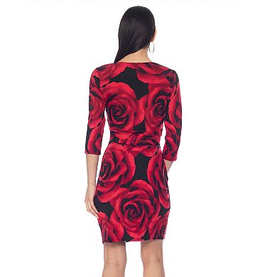 Women's Tash + Sophie 3/4 Sleeve Cowl Side Pleated Dress